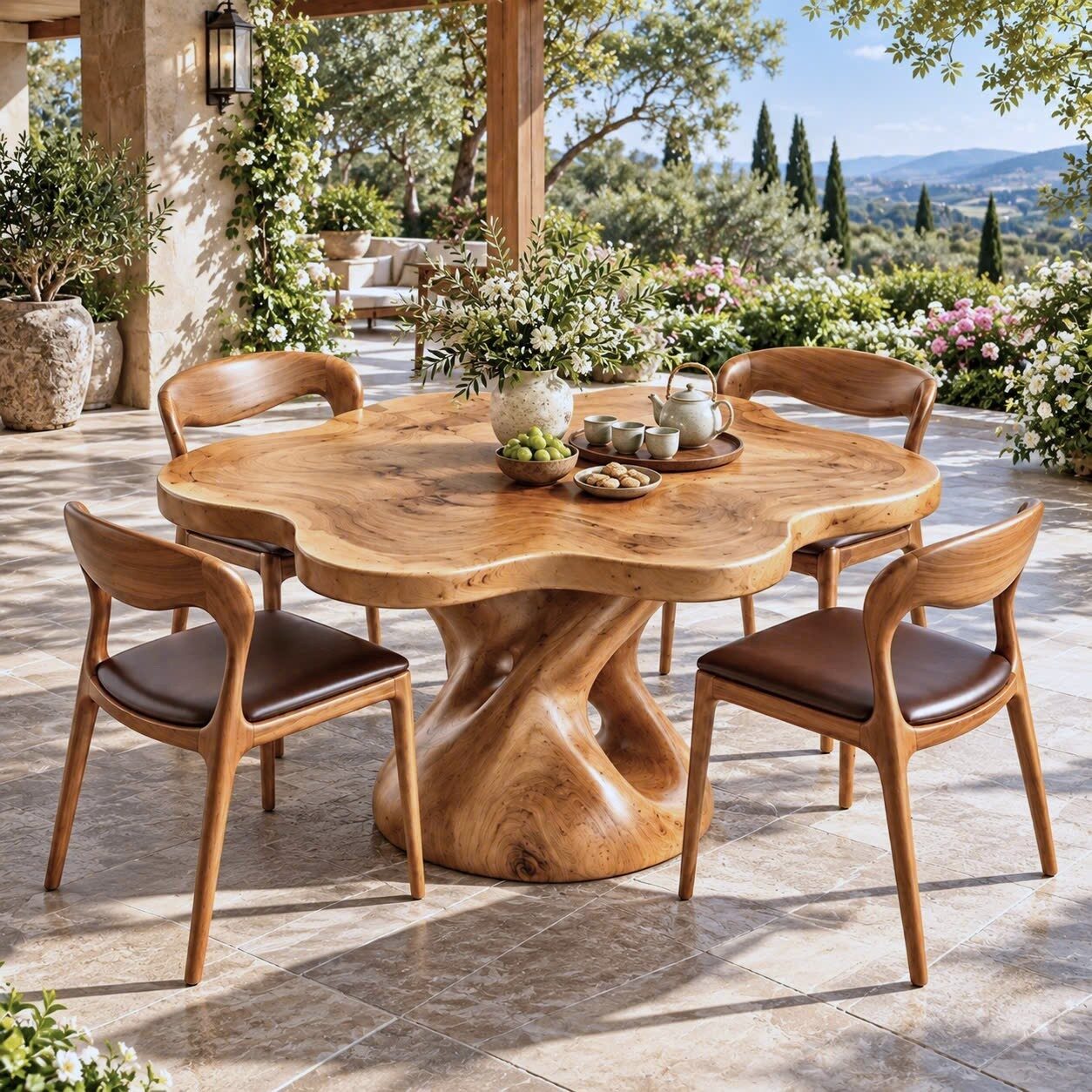 DT 12 Luxurious and uniquely crafted wooden dining table ( chairs not included) designed to create a warm and inviting atmosphere. - Image 3