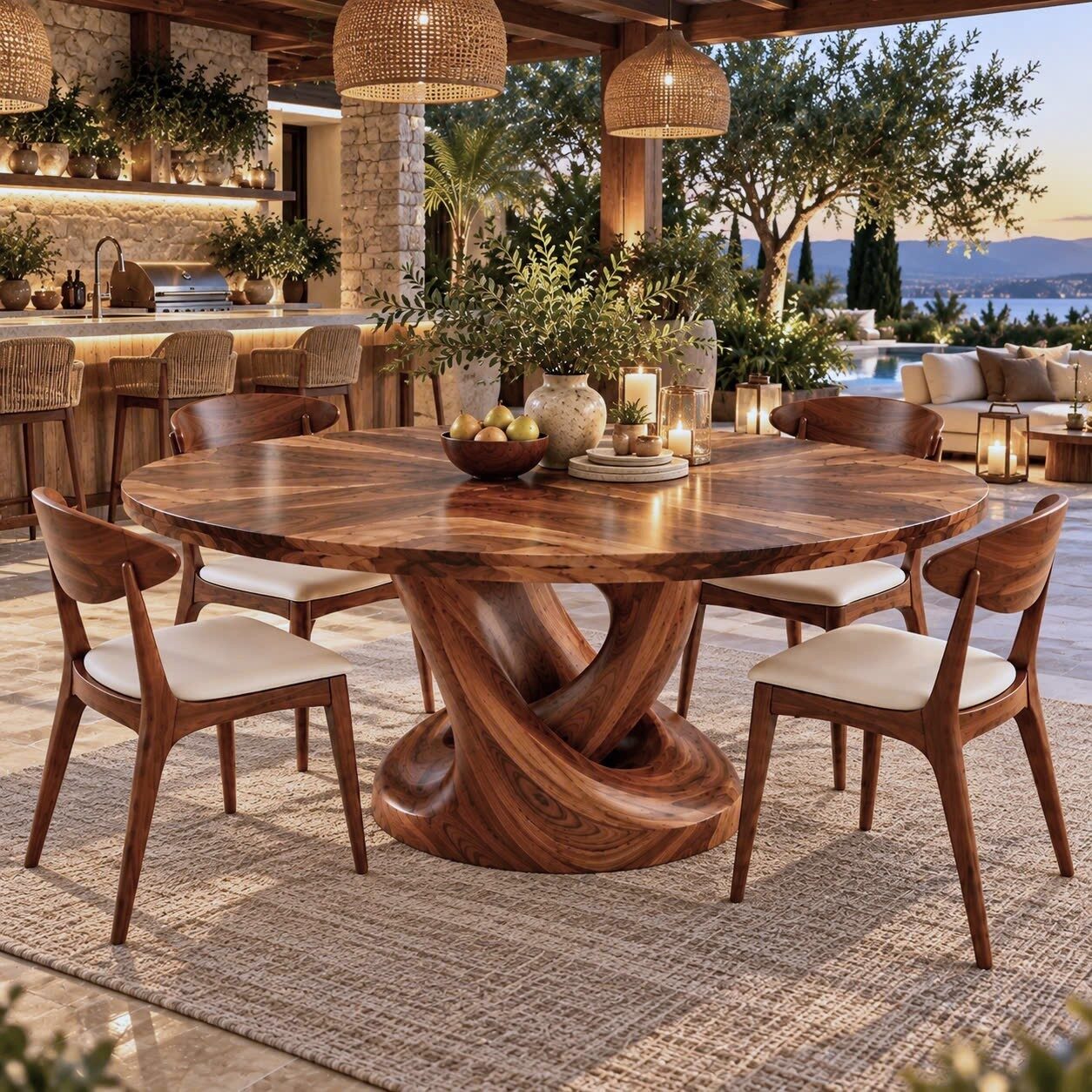 Alternative view of DT 13 Luxurious and uniquely crafted wooden dining table ( chairs not included) designed to create a warm and inviting atmosphere.