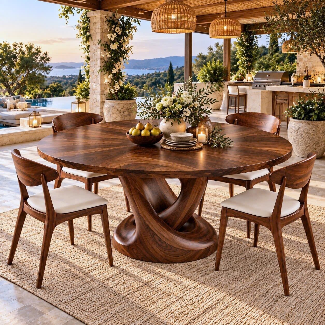 DT 13 Luxurious and uniquely crafted wooden dining table ( chairs not included) designed to create a warm and inviting atmosphere. - Image 3