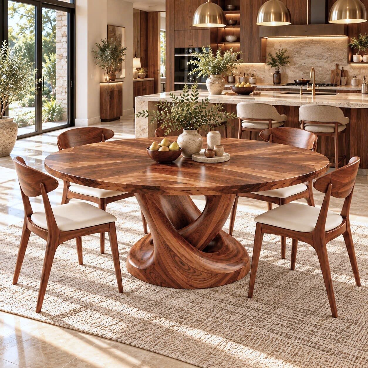 DT 13 Luxurious and uniquely crafted wooden dining table ( chairs not included) designed to create a warm and inviting atmosphere. - Image 5