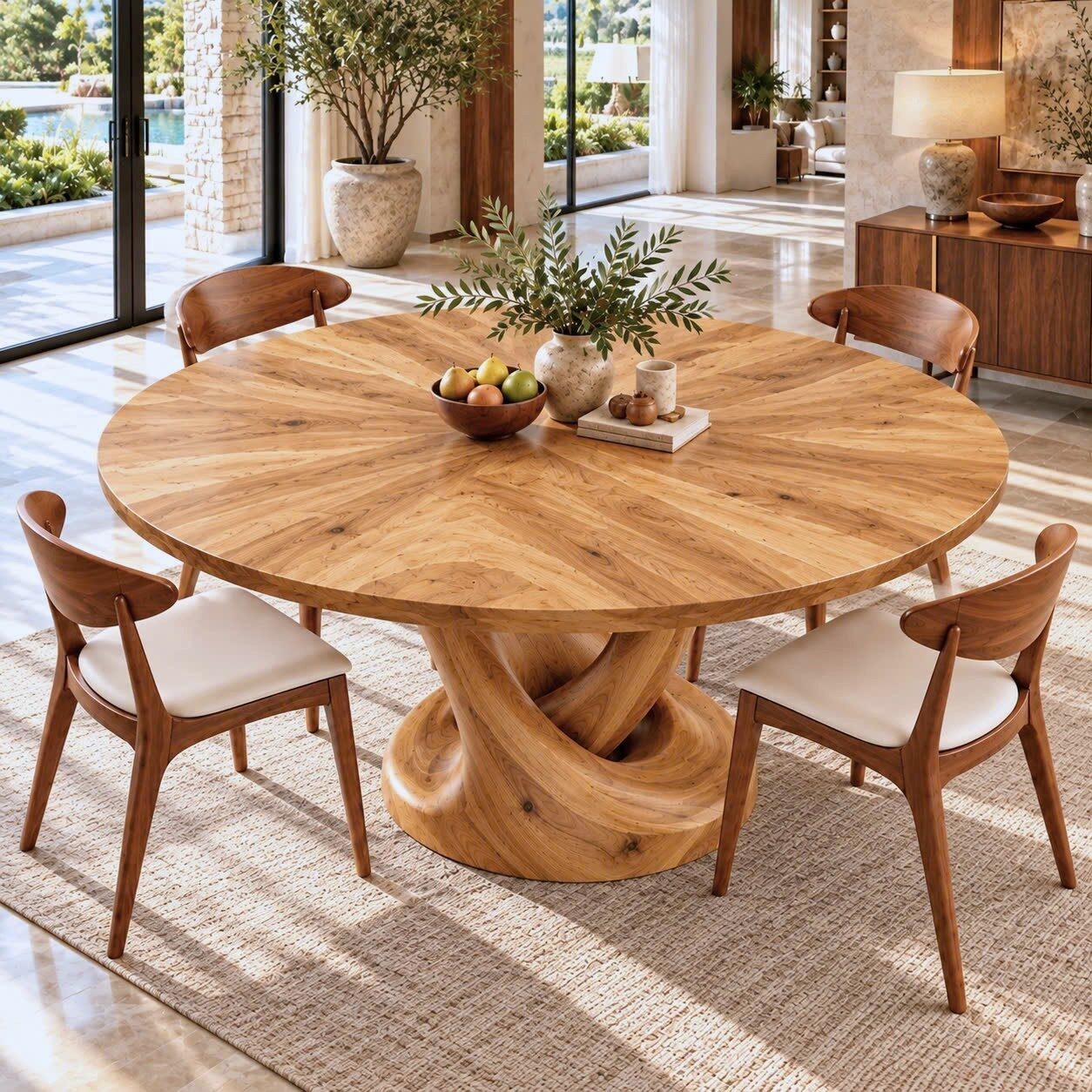 DT 13 Luxurious and uniquely crafted wooden dining table ( chairs not included) designed to create a warm and inviting atmosphere. - Image 7