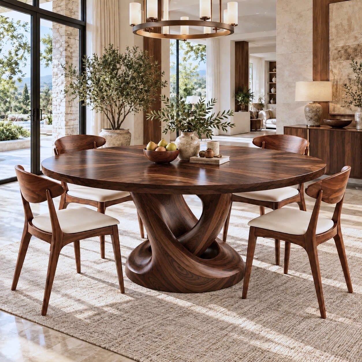 DT 13 Luxurious and uniquely crafted wooden dining table ( chairs not included) designed to create a warm and inviting atmosphere.