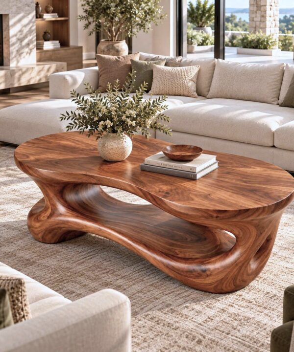 B CF 48 Unique Design Solid Wooden Coffee Table For Living Room Handcraft Wooden Coffee Table Made In Vietnam