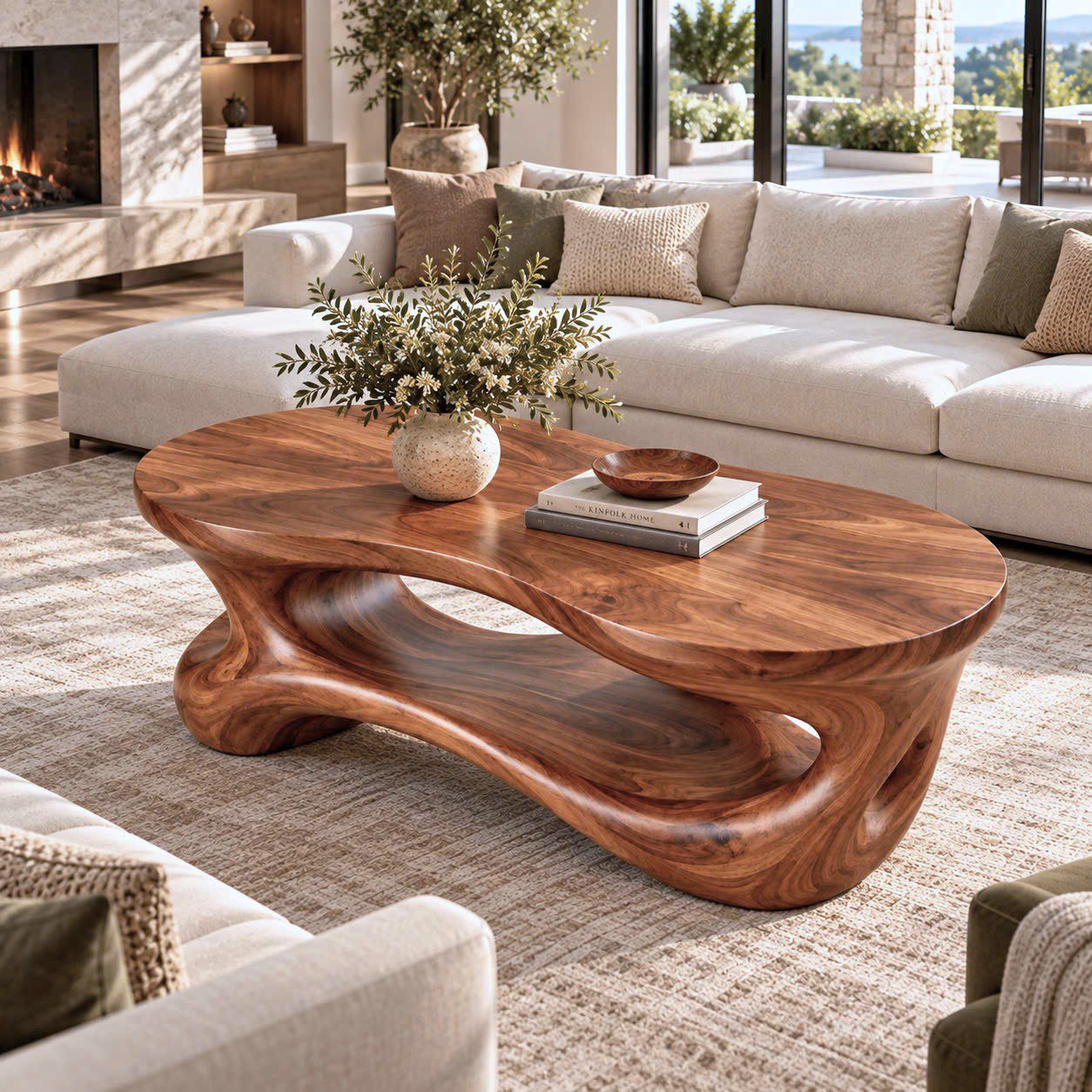 B CF 48 Unique Design Solid Wooden Coffee Table For Living Room Handcraft Wooden Coffee Table Made In Vietnam