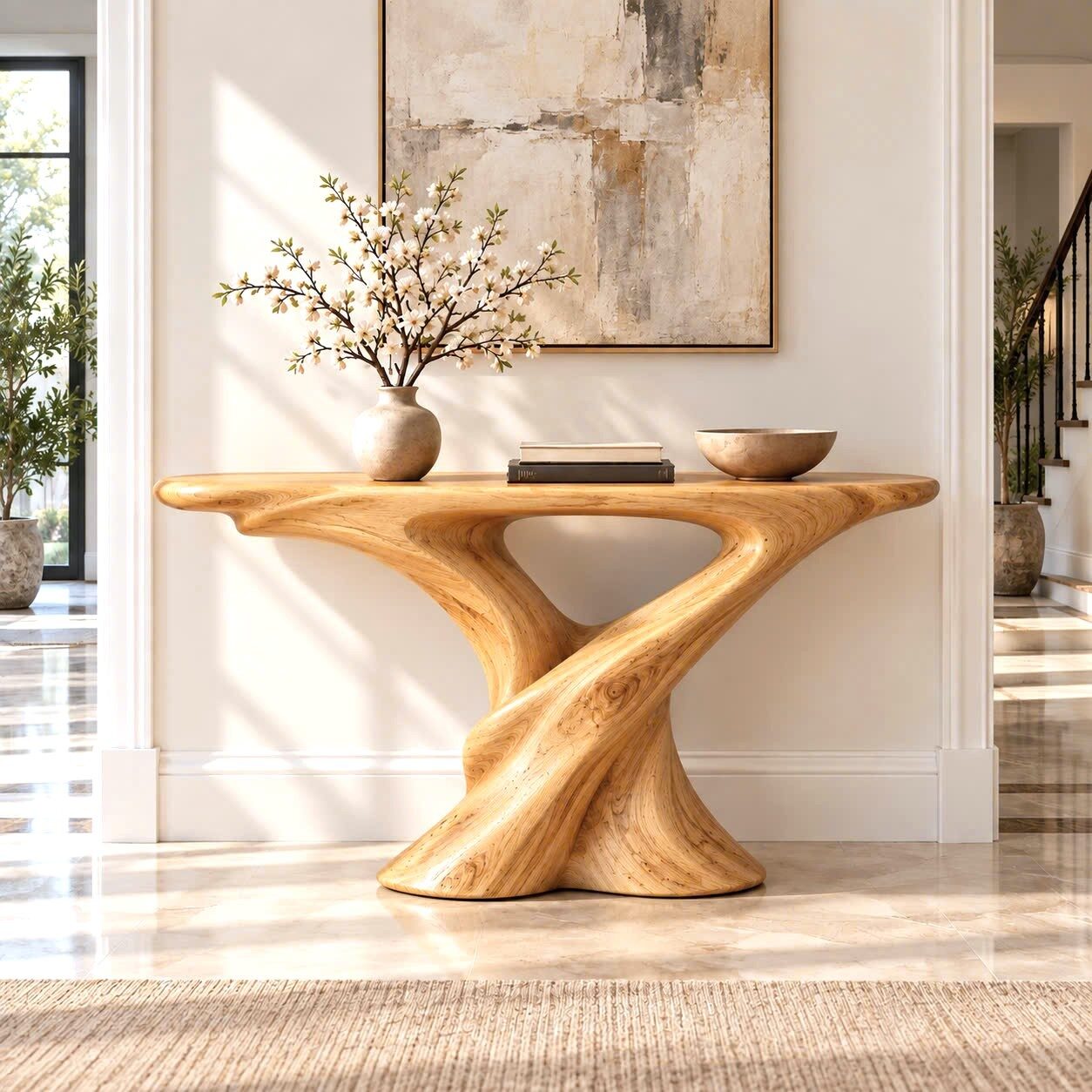 Alternative view of ACSL 159 Eco-Friendly Apartment Decor Natural Solid Wooden Console Tables With Unique Design wooden furniture Hotel Furniture Designer
